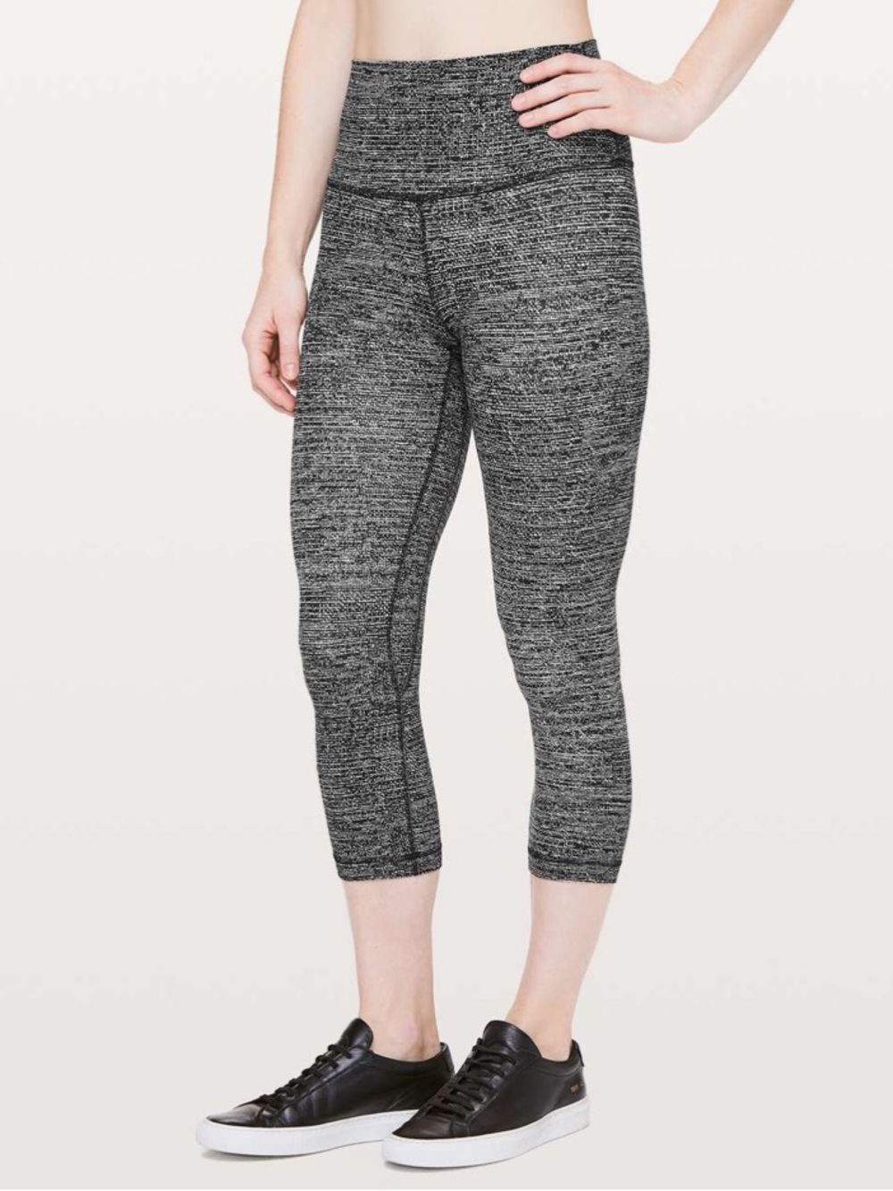GUC Lululemon Align Crop 21” Size 12 Twillines Ice Grey Black
